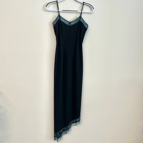Vintage Morgan And Co. Asymmetrical Beaded Maxi Dress - Picture 1 of 6